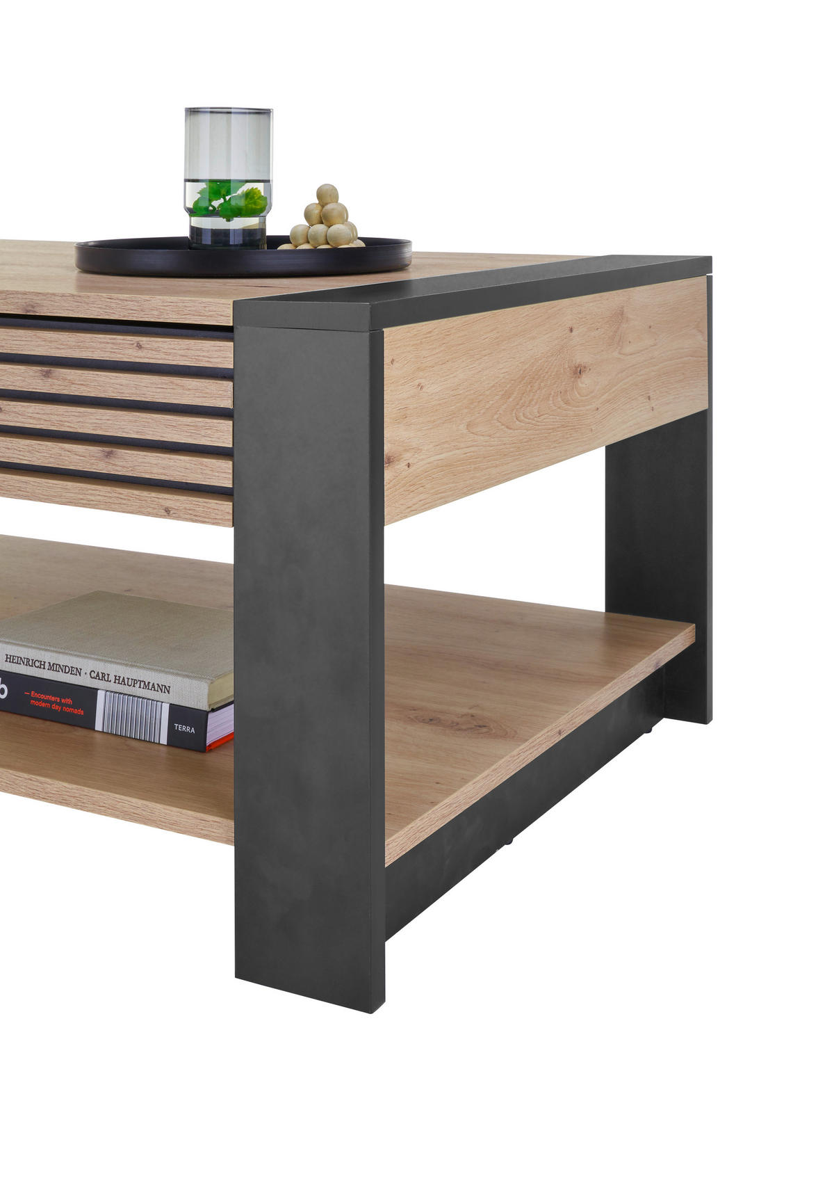 Couchtisch Felipe Eiche Artisan Nachbildung B/H/T: ca. 107x42x60 cm Felipe - Eiche/schwarz (107,00/42,00/60,00cm)