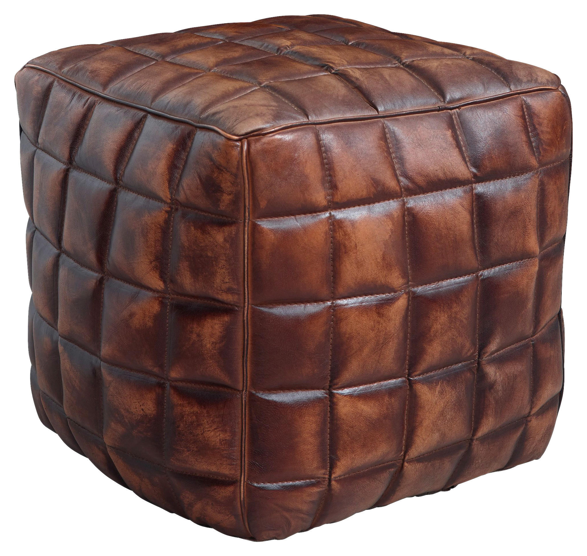Wohnling Sitzhocker braun Leder B/H/T: ca. 39x41x39 cm Sitzwürfel - braun (39,00/41,00/39,00cm) - Wohnling