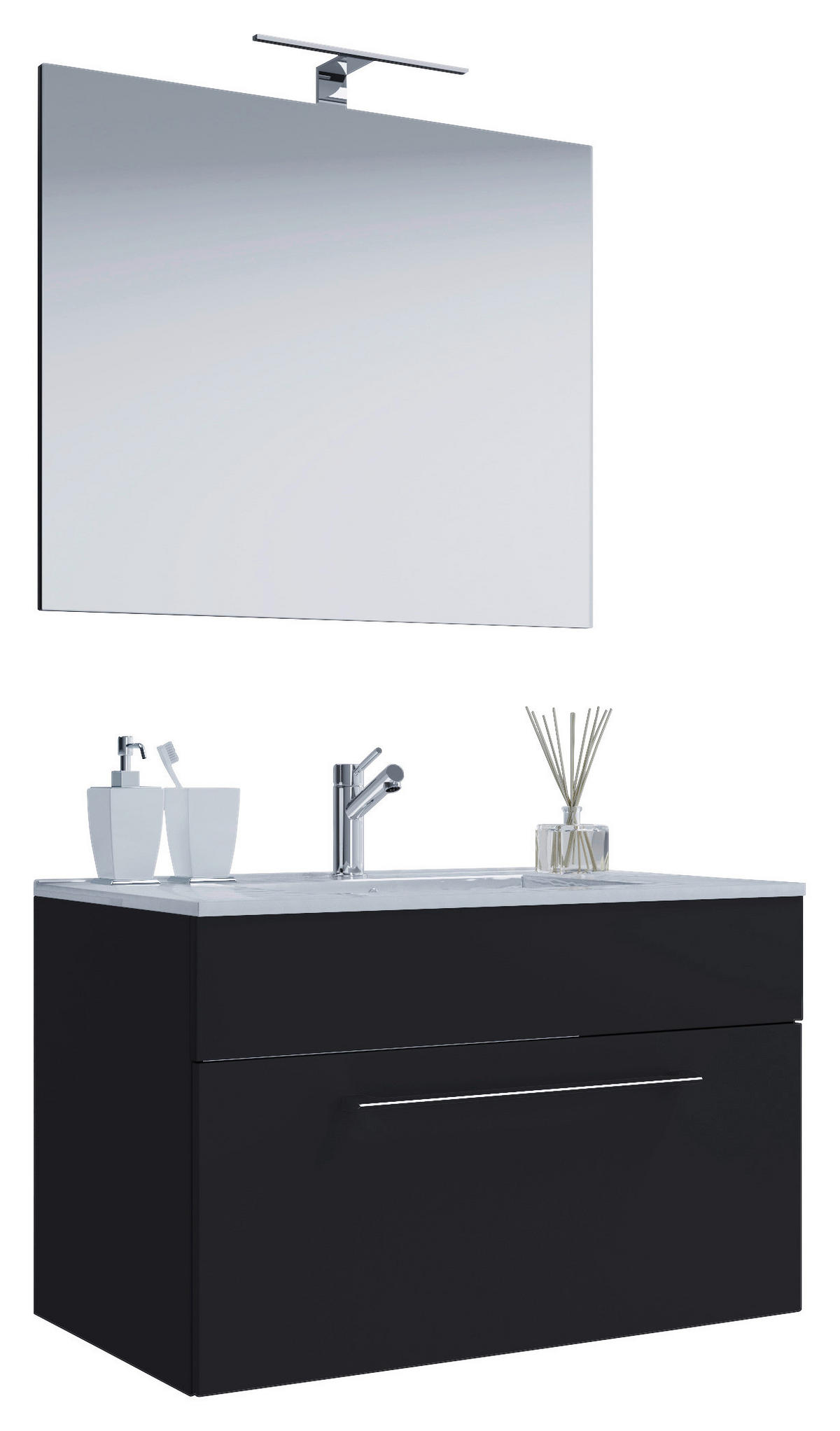 Waschplatz 3tlg-Badinos schwarz B/H/T: ca. 60x17x46 cm 3tlg-Badinos - schwarz (60,00/17,00/46,00cm) - VCM Möbel