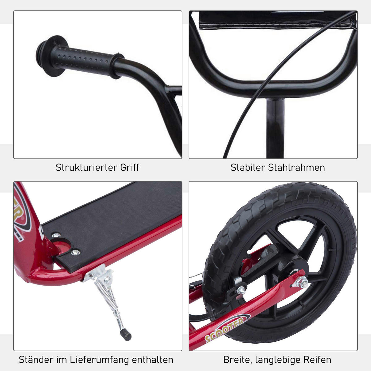HOMCOM Kinderroller rot Kinderroller - rot (120,00/52,00/88,00cm) - HOMCOM