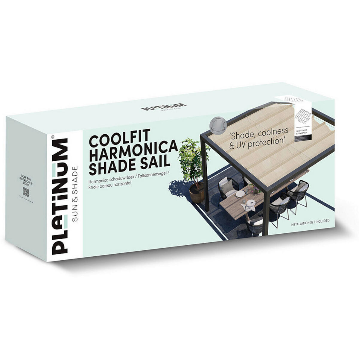 PLATINUM Faltsonnensegel Coolfit grau Polyethylen B/H/L: ca. 370x1x370 cm Coolfit - grau (370,00/370,00/1,00cm) - PLATINUM