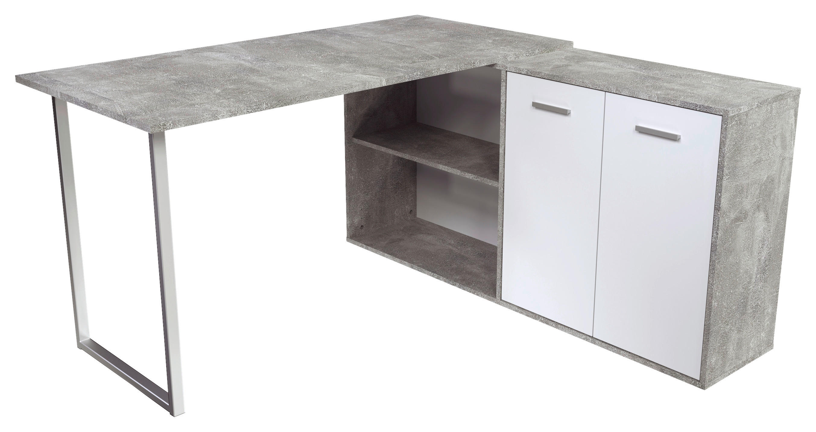 Winkelschreibtisch  Beton Optik weiß B/H/T: ca. 138x74x138 cm Elze_1_Winkelschreibtisch 393-001 - Beton/weiß (138,00/74,00/138,00cm)