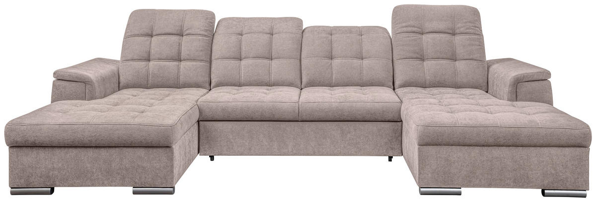 Wohnlandschaft Nadja stone Microfaser B/H/T: ca. 330x105x174 cm Nadja - schwarz/stone (330,00/105,00/174,00cm)