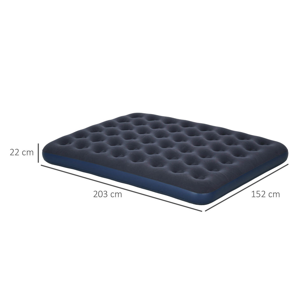 Outsunny Luftmatratze blau Kunststoff B/H/L: ca. 152x22x203 cm Luftmatratze - blau (203,00/152,00/22,00cm) - Outsunny