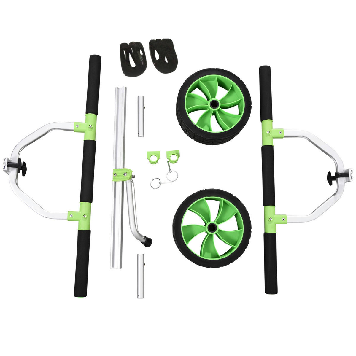 SPORTNOW Outdoor-Aktivitäten grün Edelstahl B/H/L: ca. 72,5x79x42 cm Kajakwagen - schwarz/grün (42,00/72,50/79,00cm) - SPORTNOW