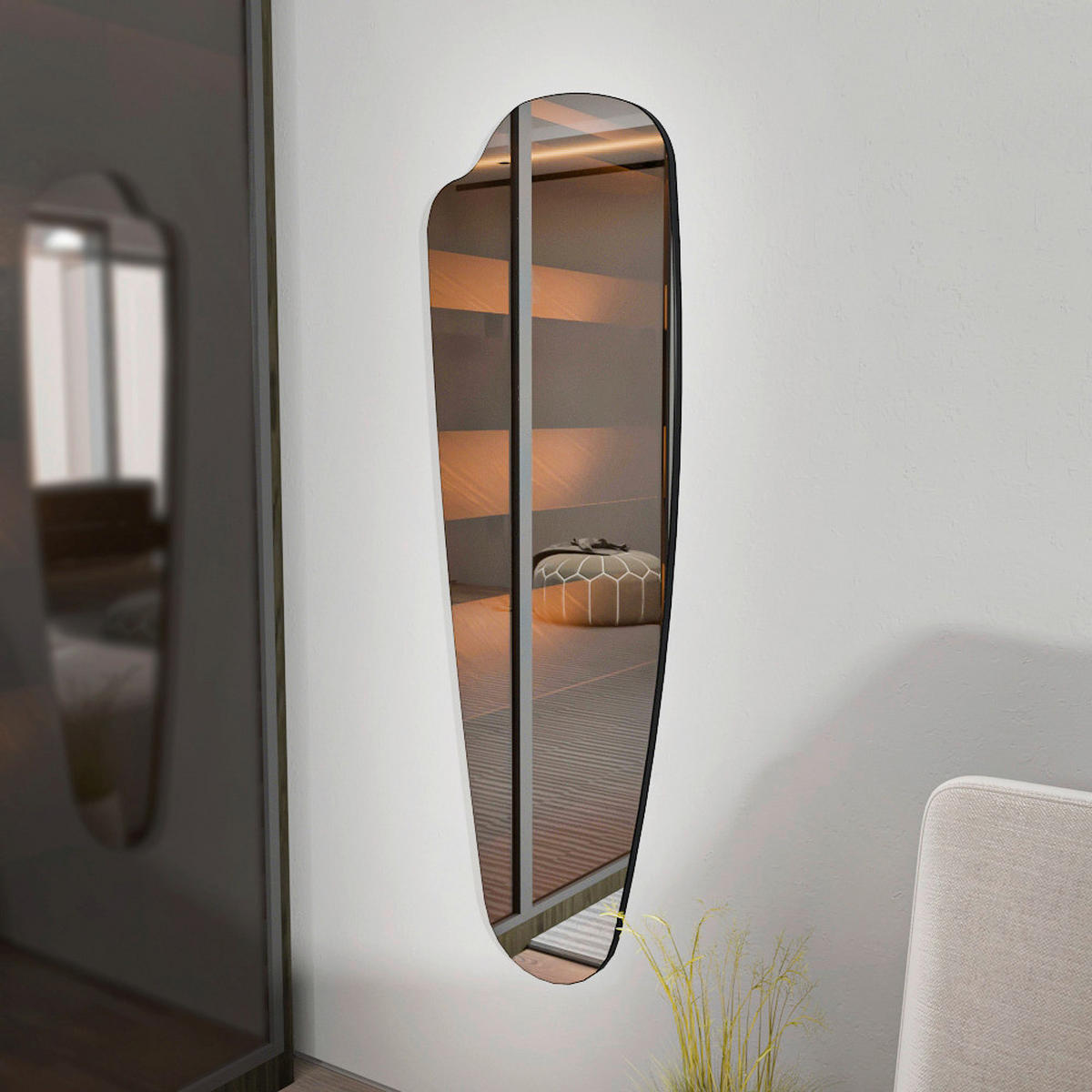 Wandspiegel Reos silber Optik Glas B/H/T: ca. 40x120x2,2 cm Reos - silber (40,00/120,00/2,20cm) - moebel17