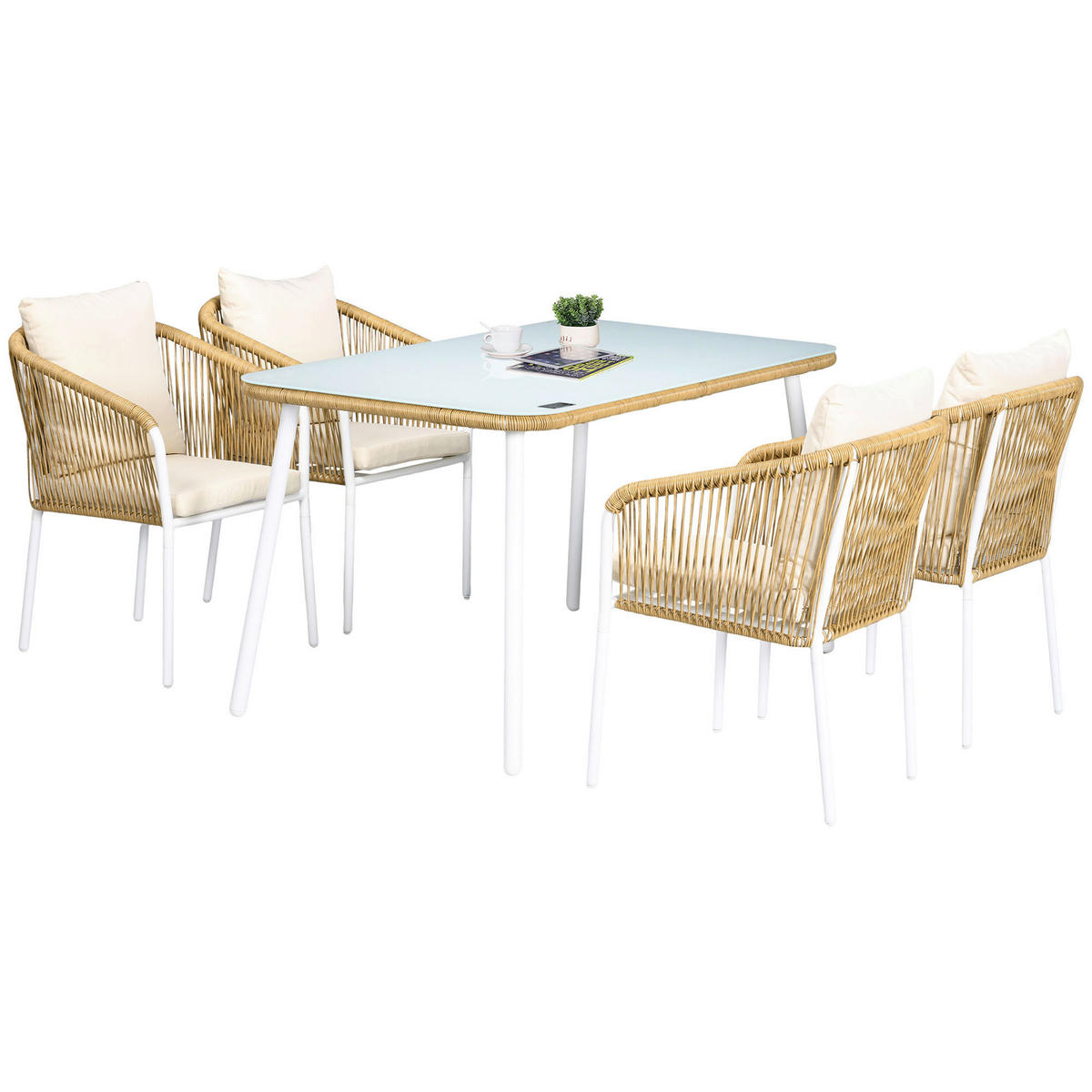 Outsunny Bistro-Set gelb Aluminium B/H/L: ca. 80x74x140 cm Bistro-Set - gelb (140,00/80,00/74,00cm) - Outsunny