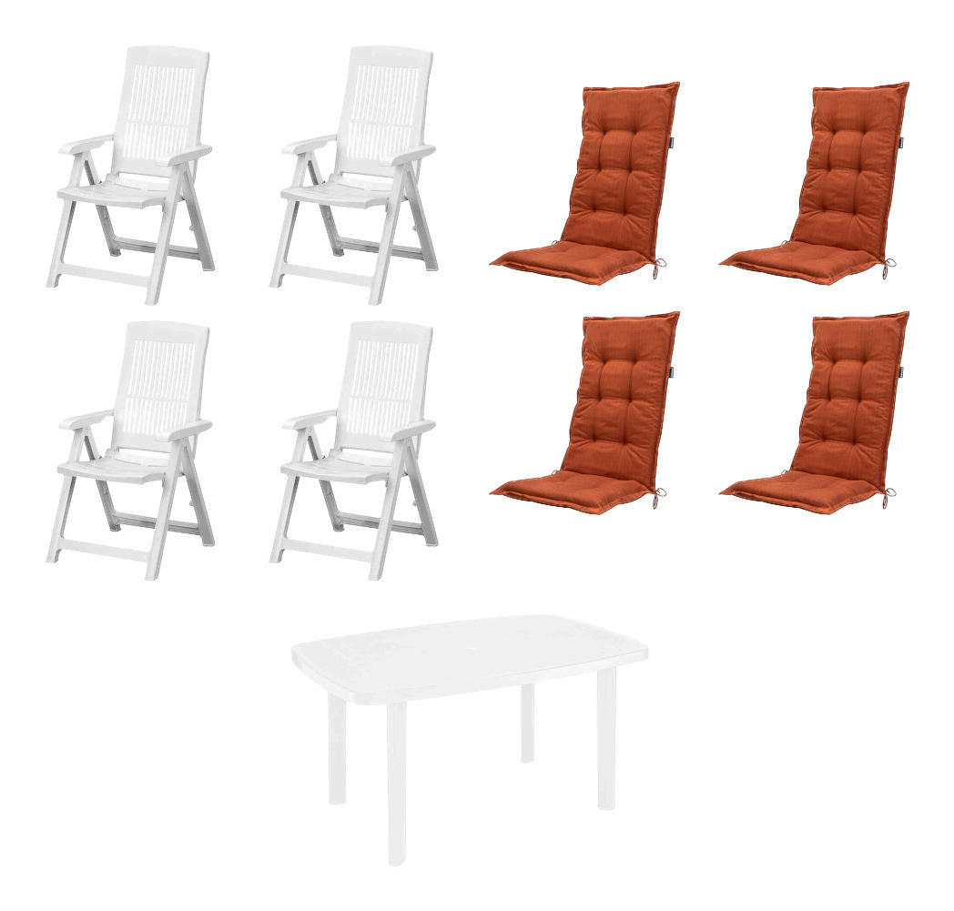 PROGARDEN,MADISON Gartensitzgruppe + Auflagen Tampa terra Kunststoff B/H/L: ca. 90x109x140 cm Tampa - terra/weiß (140,00/90,00/109,00cm) - PROGARDEN,MADISON