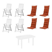 PROGARDEN,MADISON Gartensitzgruppe + Auflagen Tampa terra Kunststoff B/H/L: ca. 90x109x140 cm Tampa - terra/weiß (140,00/90,00/109,00cm) - PROGARDEN,MADISON