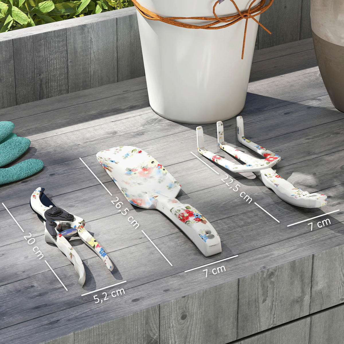 Outsunny Gartenwerkzeug-Set mehrfarbig Metall B/H/L: ca. 7x3x26,5 cm Gartenwerkzeug-Set - mehrfarbig (26,50/7,00/3,00cm) - Outsunny