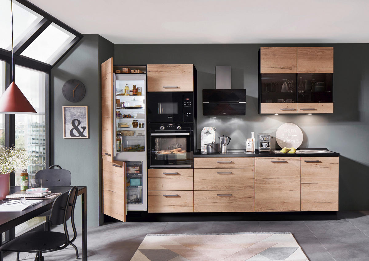 nobilia Küchenblock Structura Eiche Sierra Nachbildung B/H/T: ca. 310x229,3x60 cm Structura - Eiche/schwarz (310,00/229,30/60,00cm) - nobilia