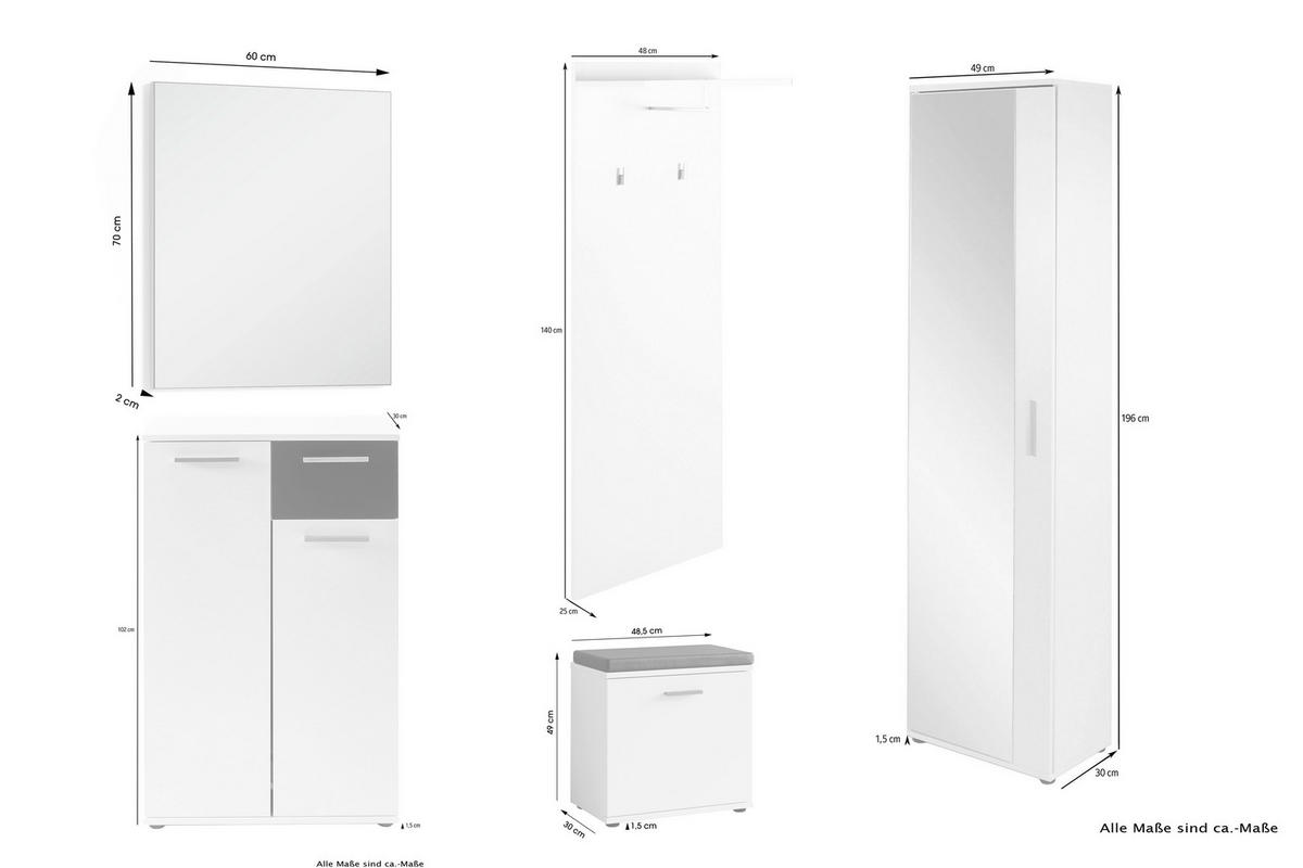 Garderobenset JAKOB Set 5-tlg. anthrazit JAKOB Set 5-tlg. - anthrazit - byLIVING