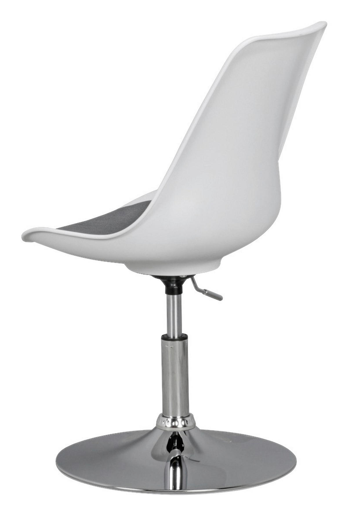 Drehstuhl weiß grau Chrom Kunststoff Stoff Metall Drehsessel - weiß/Chrom (46,00/88,00/46,00cm) - Amstyle