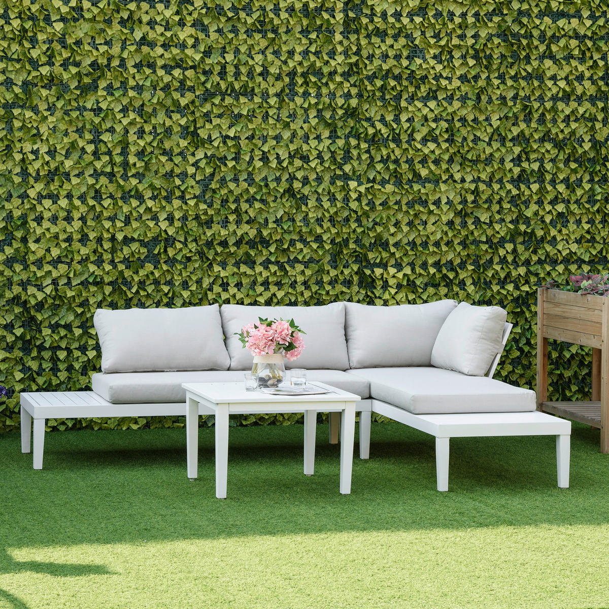 Outsunny Gartenmöbel-Set creme Aluminium B/H/L: ca. 77x71x173 cm Gartenmöbel-Set - creme (173,00/77,00/71,00cm) - Outsunny