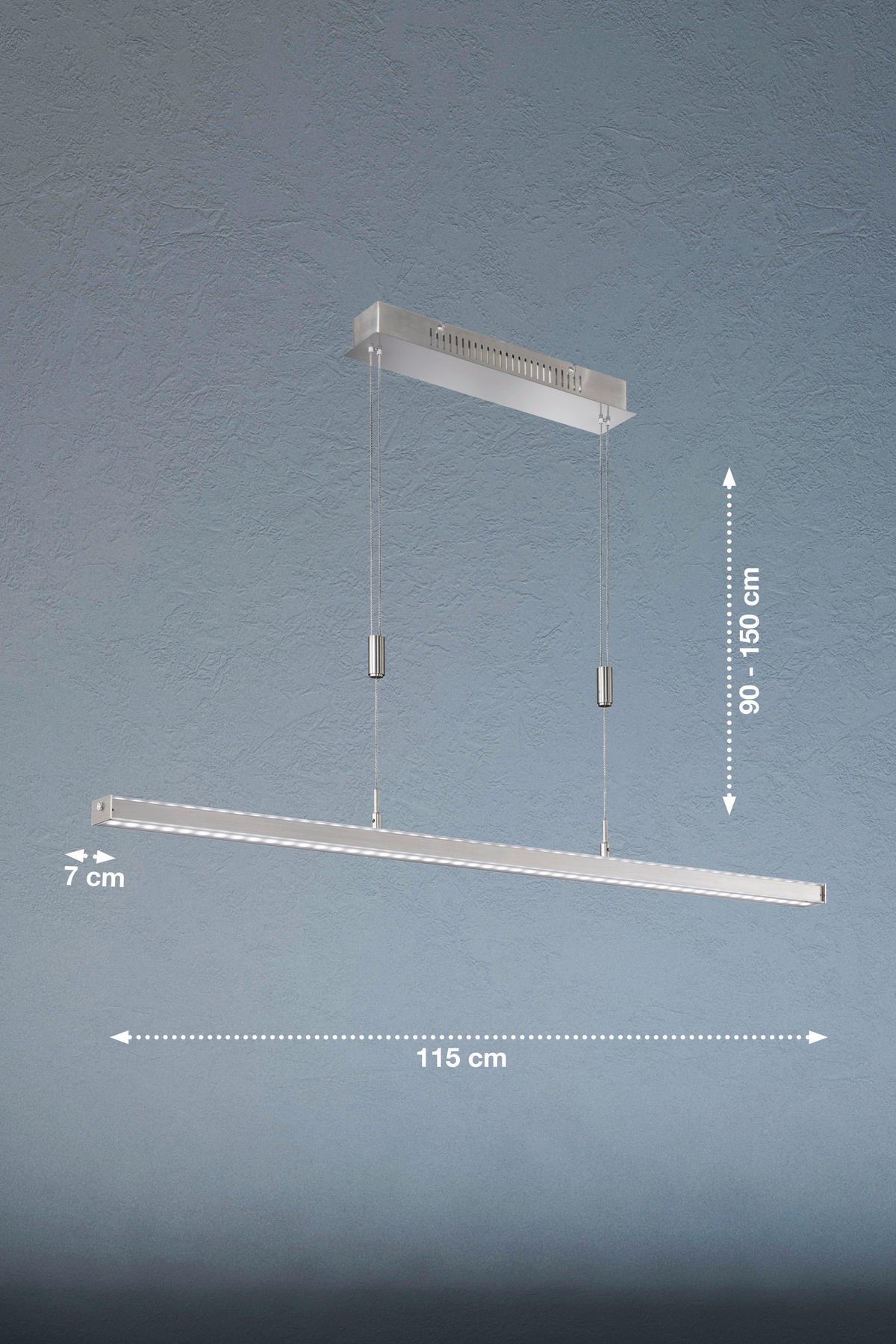 Fischer & Honsel LED-Pendelleuchte 60059 nickel matt Metall Acryl B/H/T: ca. 115x150x7 cm 2.0 Brennstellen Vitan TW - nickel matt (115,00/150,00/7,00cm) - Fischer & Honsel