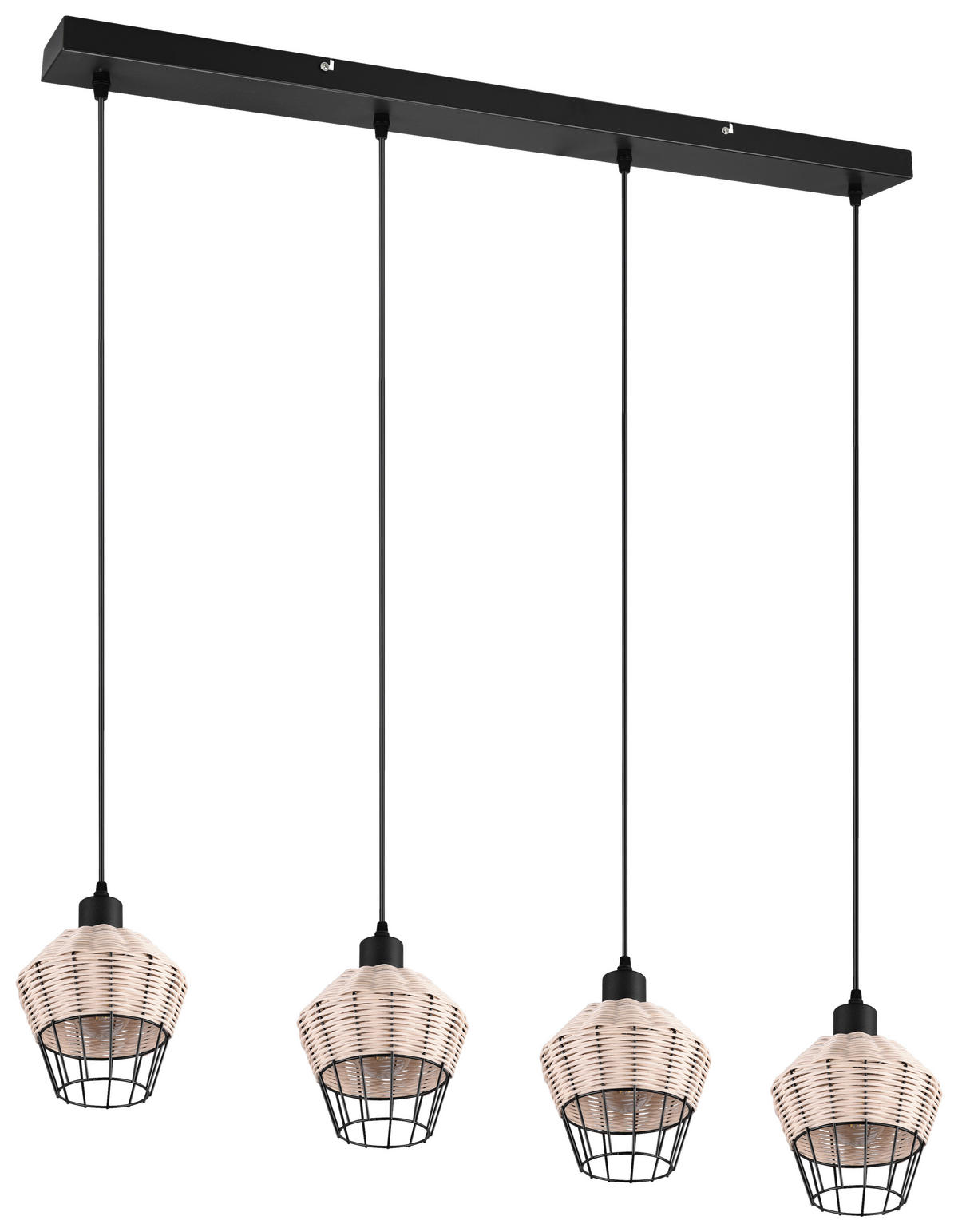 Reality Pendelleuchte R31264036 Borka natur Rattan B/H/T: ca. 95x150x17 cm E27 4 Brennstellen Borka - natur (95,00/150,00/17,00cm) - Reality
