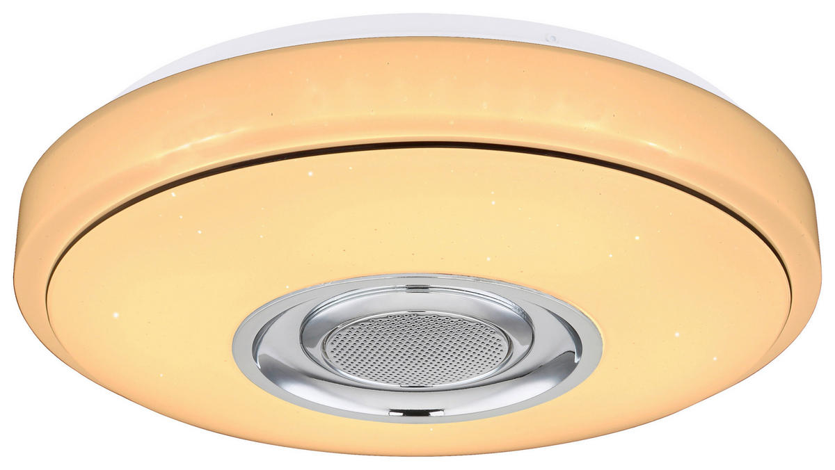POCOline Deckenleuchte Sound weiß Chrom Kunststoff Metall H/D: ca. 8x34 cm Sound - weiß/Chrom (34,00/8,00cm) - POCOline