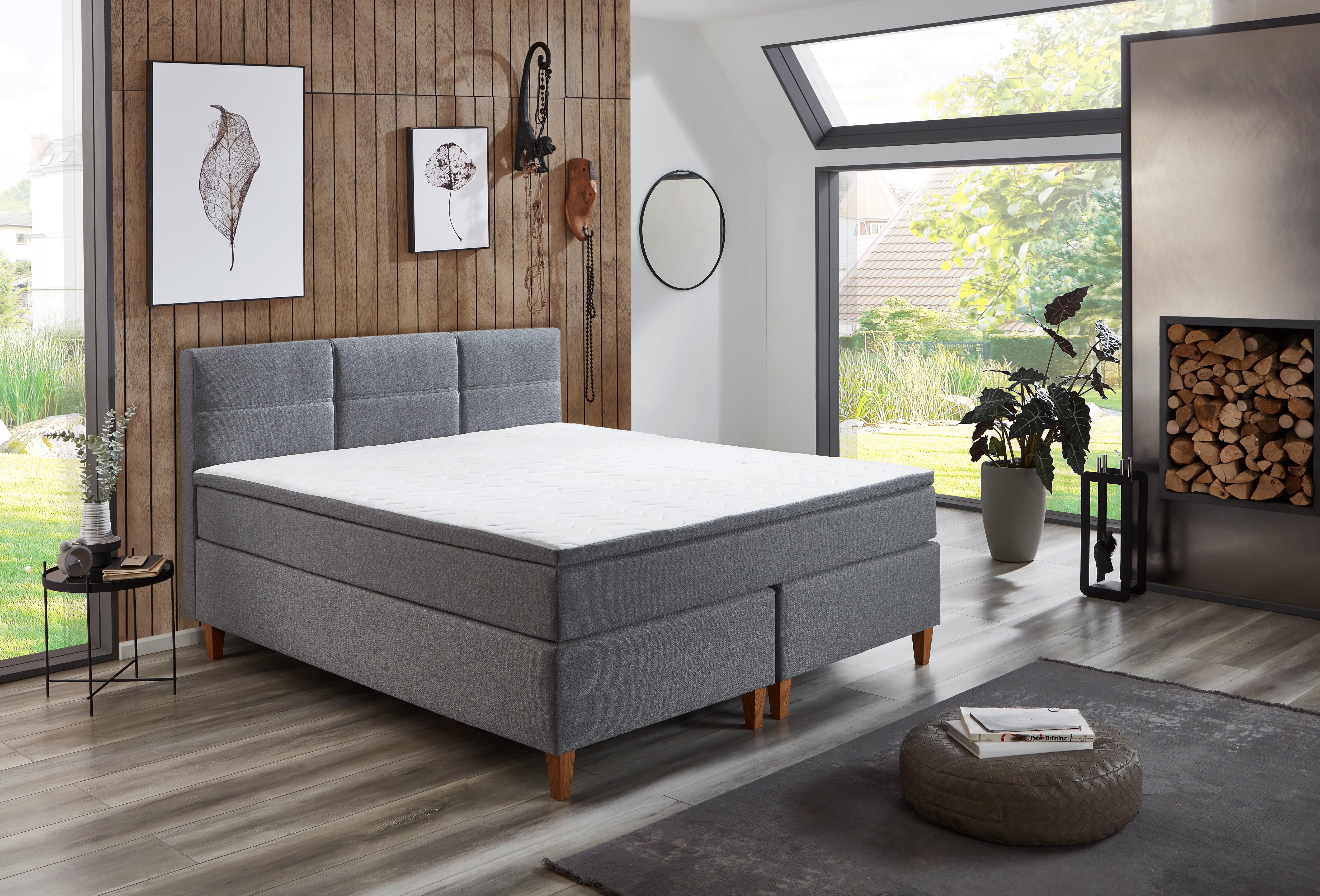 Boxspringbett Kenora grau Liegefläche B/L: ca. 180x200 cm Kenora - grau (180,00/69,00/213,00cm)