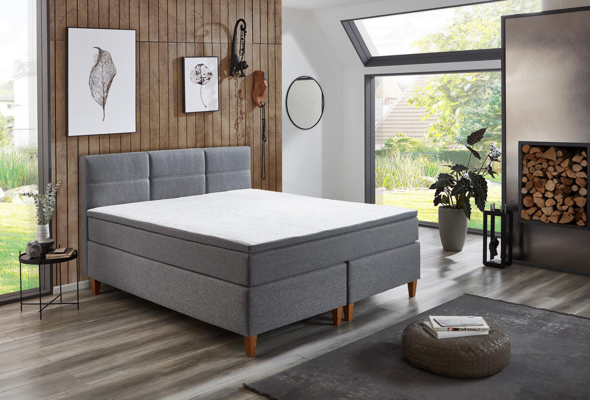 Boxspringbett Kenora grau Liegefläche B/L: ca. 180x200 cm Kenora - grau (180,00/69,00/213,00cm)