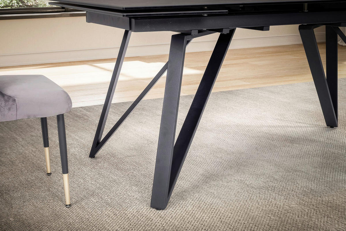 Esstisch schwarz Marmor Optik B/H/T: ca. 180x76x95 cm Esszimmertisch - schwarz (180,00/76,00/95,00cm) - Wohnling