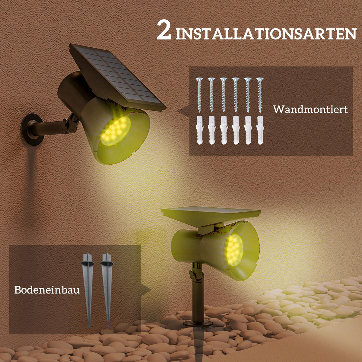 Solar-Gartenleuchte schwarz Kunststoff B/H/L: ca. 15x38x10,6 cm Solar-Gartenleuchte - schwarz (10,60/15,00/38,00cm) - Outsunny