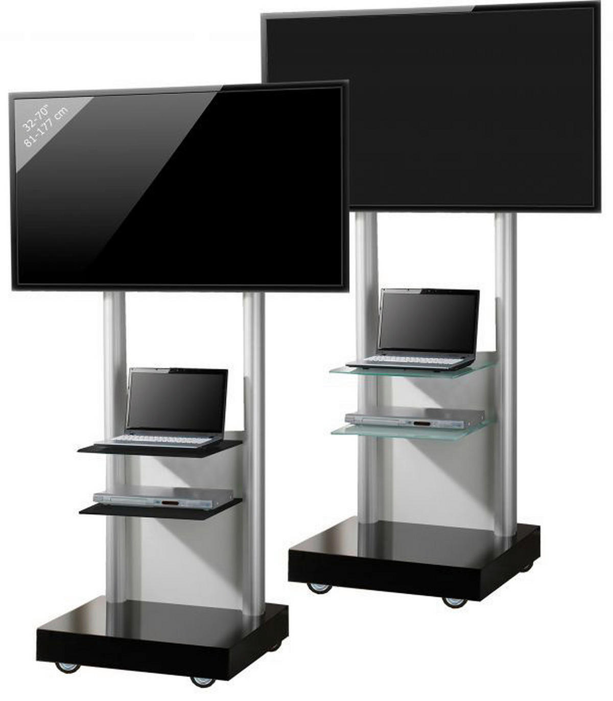 VCM TV-Standfuß TV Standfuß schwarz Monte Visolo 3 TV Standfuß - schwarz (70,00/177,00/65,00cm) - VCM