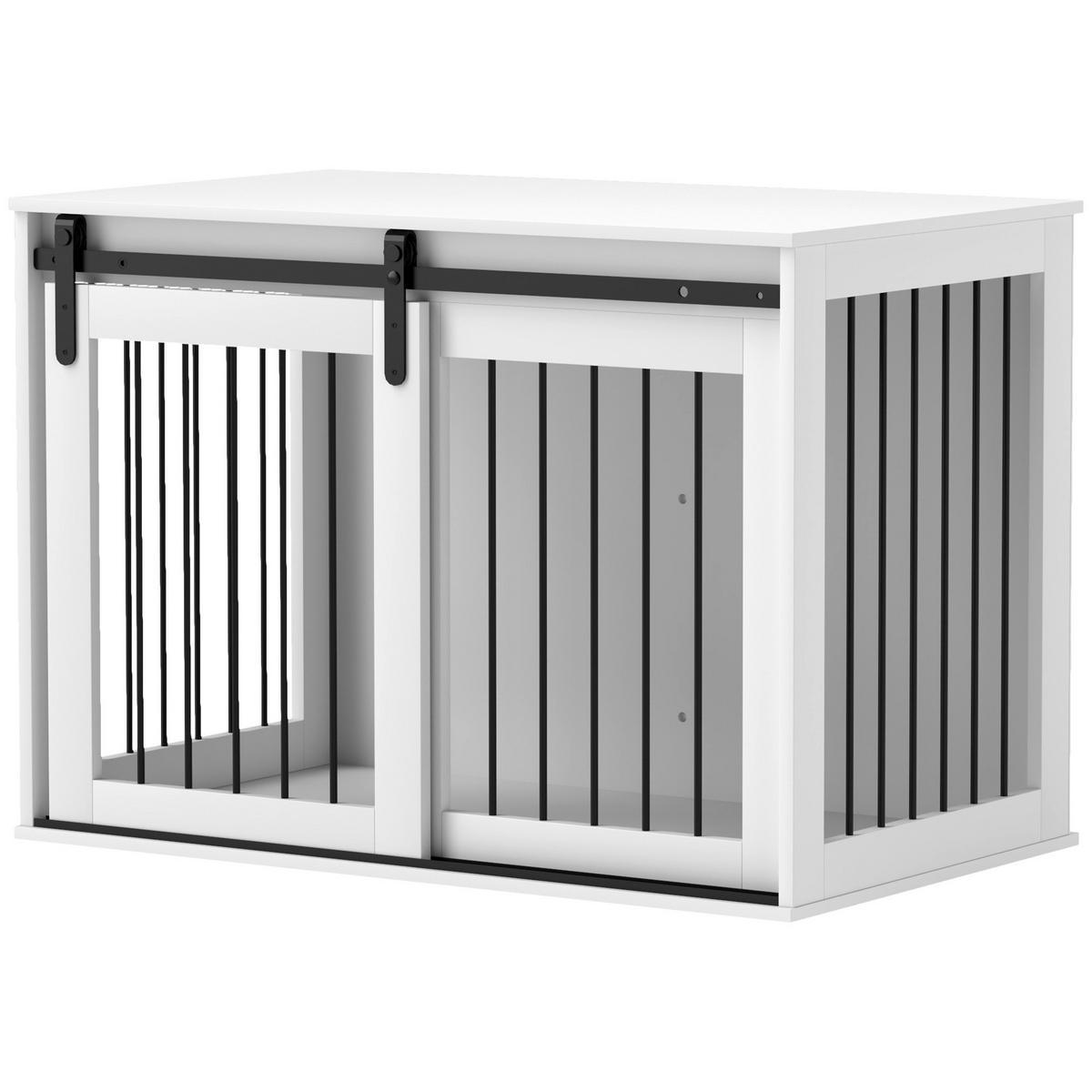 PawHut Hundekäfig weiß Stahl B/H/L: ca. 58x61x98 cm Hundekäfig - weiß (98,00/58,00/61,00cm) - PawHut