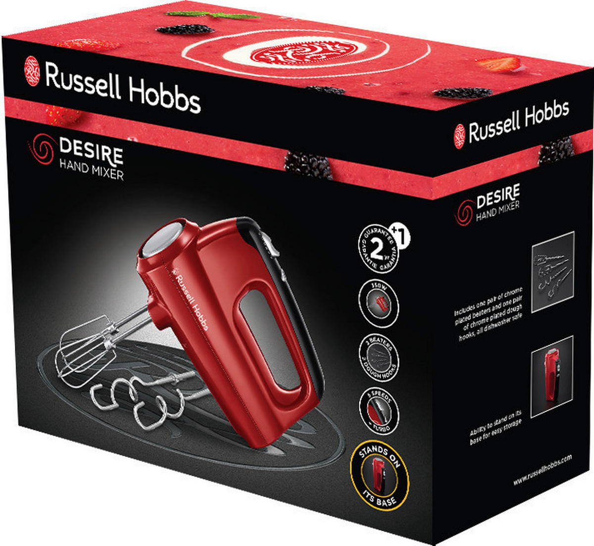 Russell Hobbs Handmixer 24670-56 rot schwarz Kunststoff B/H/L: ca. 8,5x15,9x19,6 cm Handmixer_Desire 24670-56 - rot/schwarz (19,60/8,50/15,90cm) - Russell Hobbs