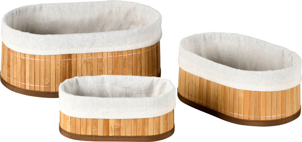 Kesper Bambus Körbchen 3er Set braun B/H/L: ca. 12x20x30 cm Bambus_Körbchen_3erSet - braun (30,00/12,00/20,00cm) - Kesper