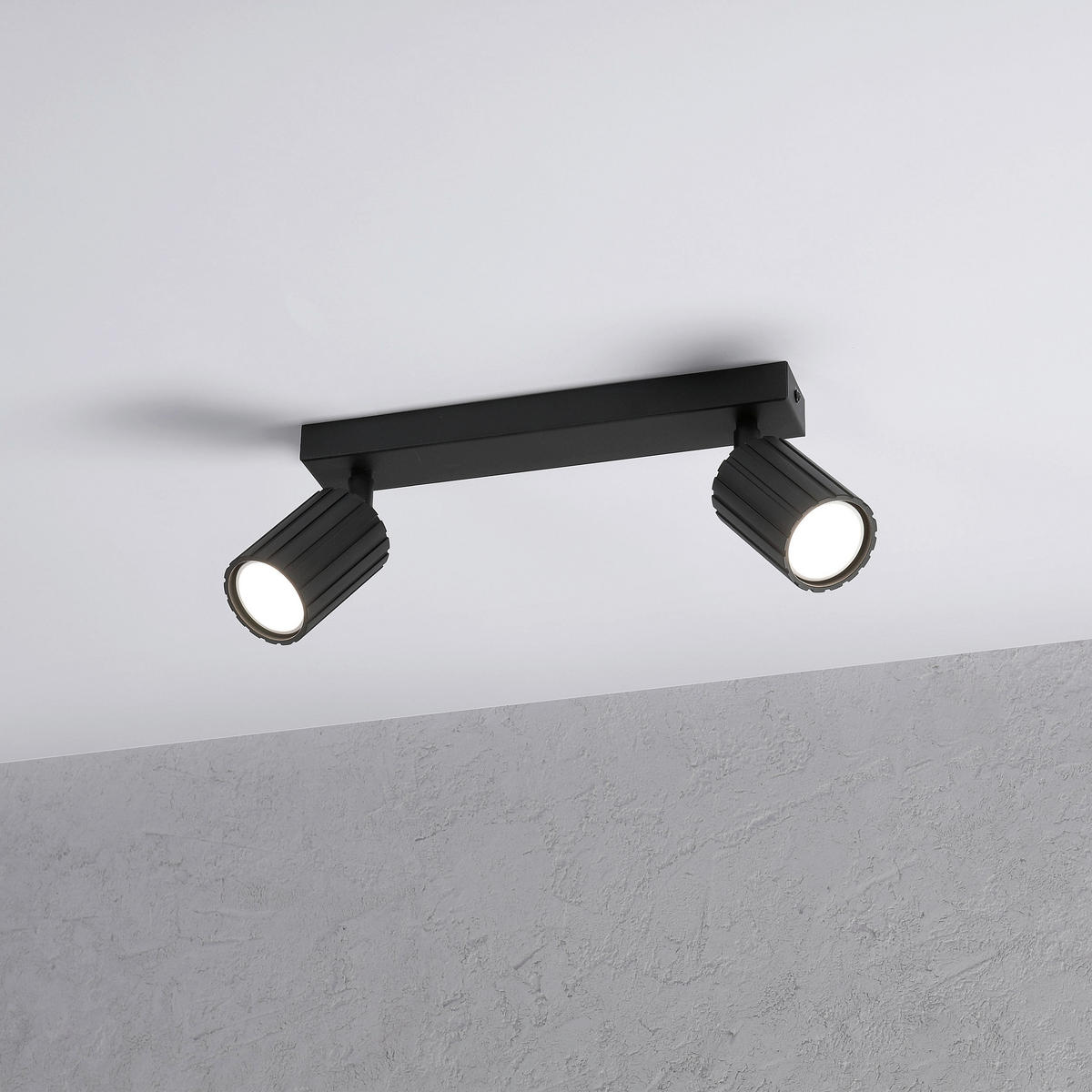 Lamkur Strahler schwarz Stahl B/H/L: ca. 6,5x16,5x30 cm 2 Brennstellen Prisma - schwarz (30,00/6,50/16,50cm) - Lamkur