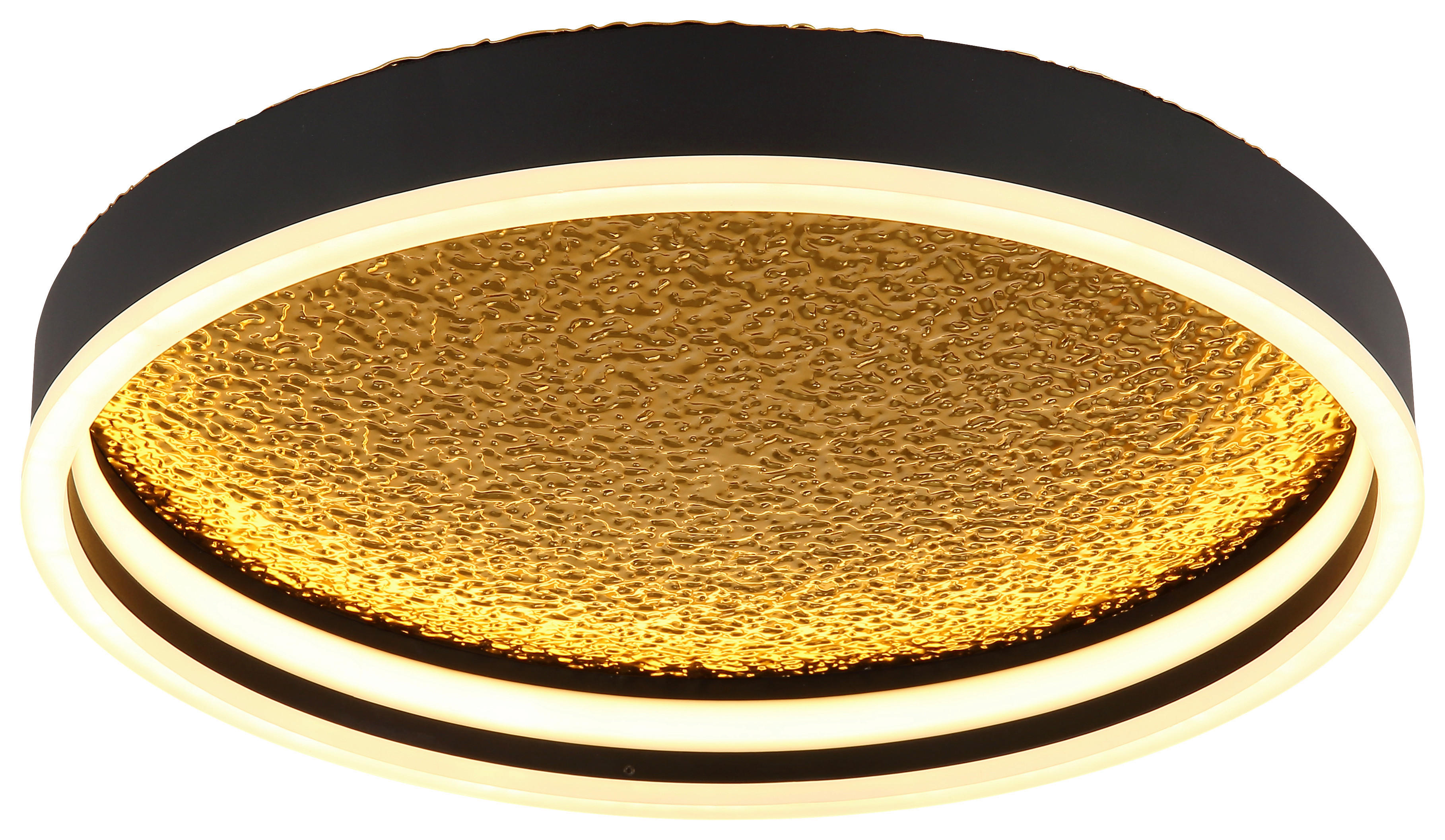 GLOBO Deckenleuchte Opal mattschwarz gold Metall Acryl H/D: ca. 8x40 cm 1 Brennstellen HEDI - gold/Opal (40,00/8,00cm) - GLOBO