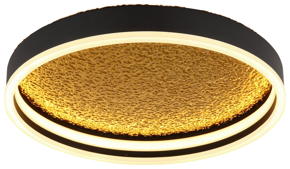 GLOBO Deckenleuchte Opal mattschwarz gold Metall Acryl H/D: ca. 8x40 cm 1 Brennstellen HEDI - gold/Opal (40,00/8,00cm) - GLOBO