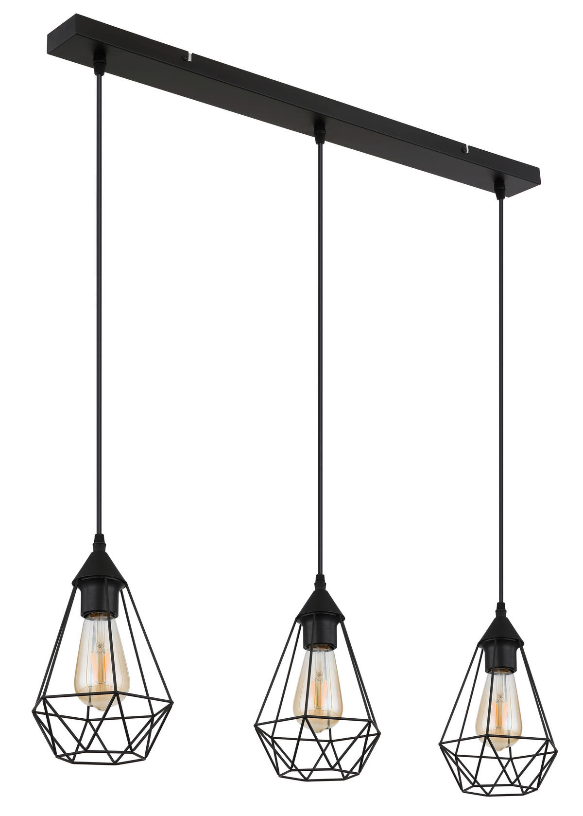 GLOBO Pendelleuchte schwarz Metall B/H/T: ca. 17x120x79 cm E27 3 Brennstellen ZACHARY - schwarz (17,00/120,00/79,00cm) - GLOBO