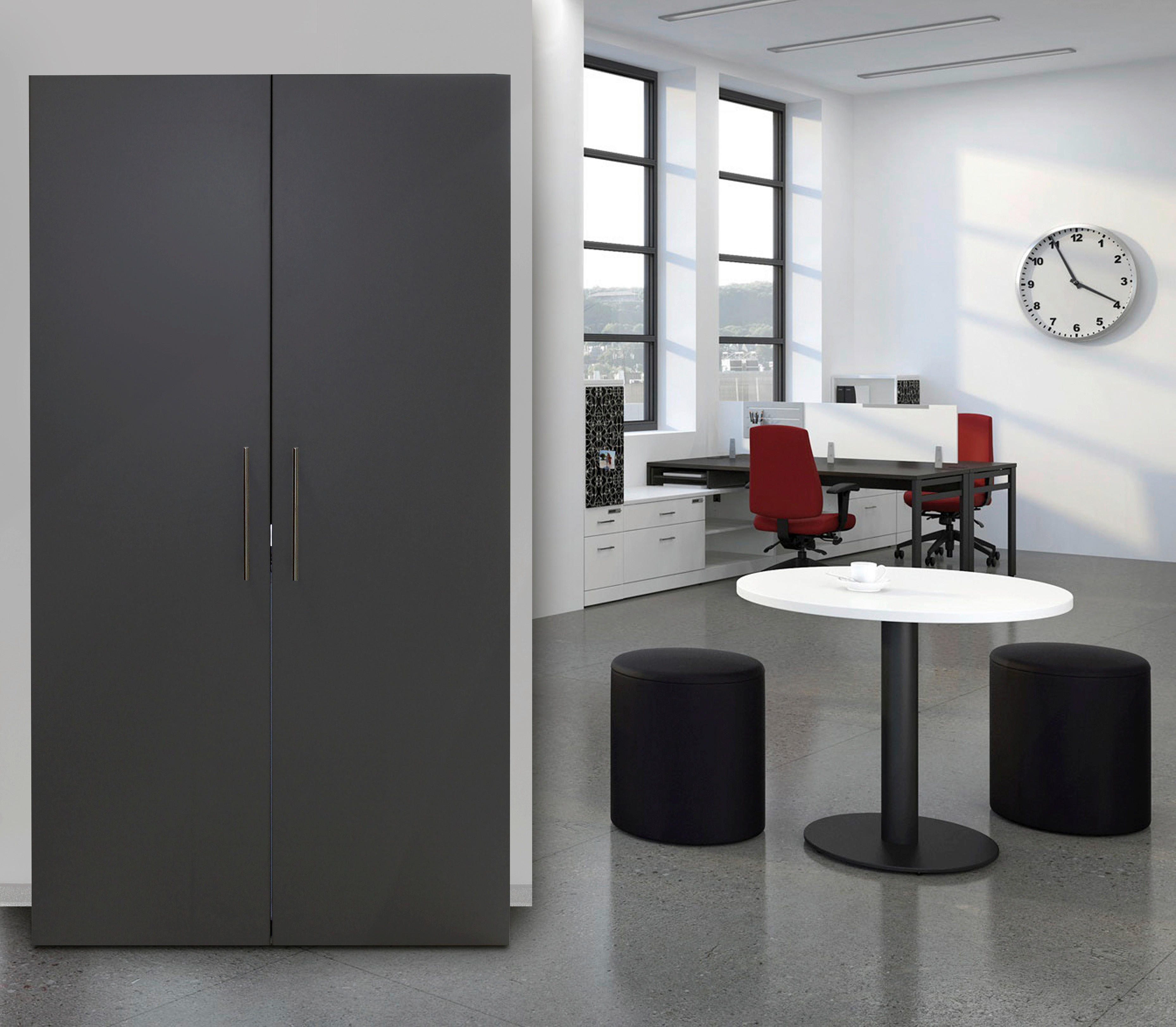 Respekta Schrankküche Economy grau matt B/H/T: ca. 104x193x67 cm Economy - weiß/grau (104,00/193,00/67,00cm) - Respekta