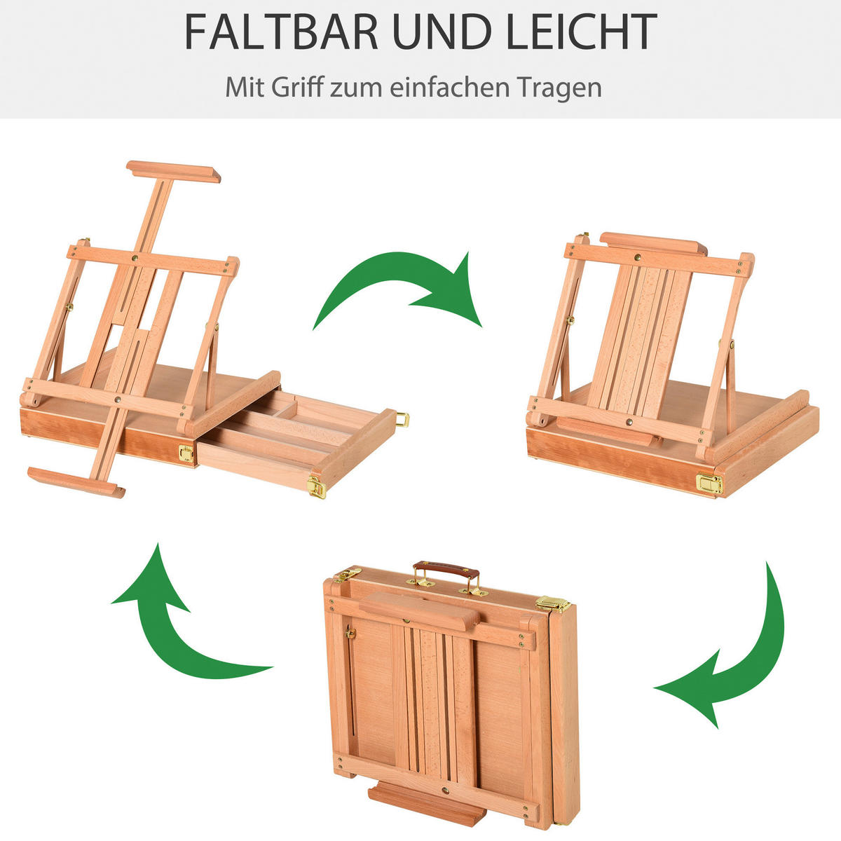 HOMCOM Staffelei natur Edelstahl B/H/L: ca. 36x42x12,5 cm Staffelei - natur (12,50/36,00/42,00cm) - HOMCOM