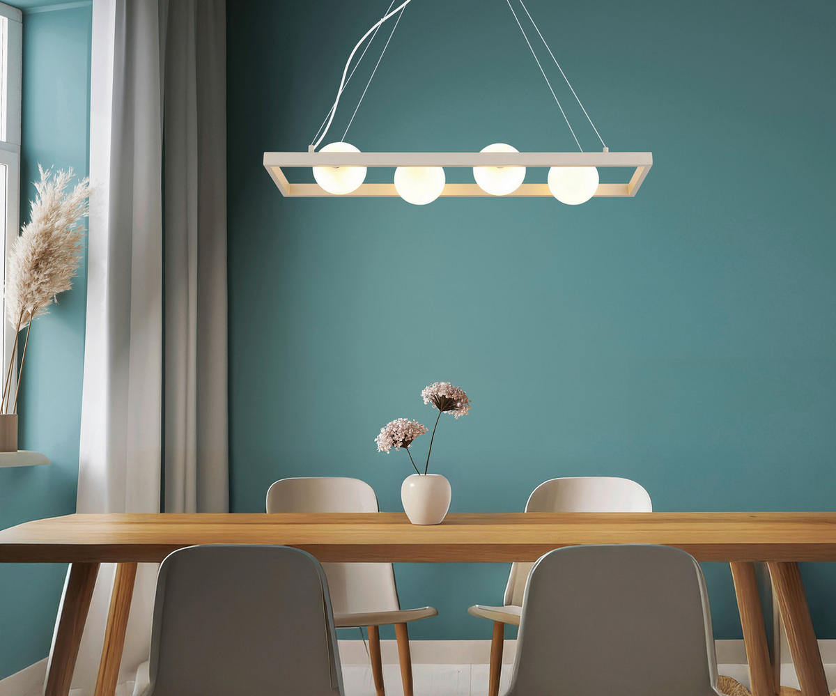 GLOBO Pendelleuchte sand Opal Glas Metall B/H/L: ca. 24x150x84 cm G9 4 Brennstellen NANDA - sand/Opal (84,00/24,00/150,00cm) - GLOBO