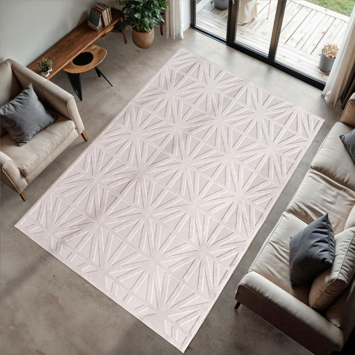 Ayyildiz Kurzflorteppich DOHA creme B/L: ca. 80x150 cm DOHA - creme (80,00/150,00cm) - Ayyildiz