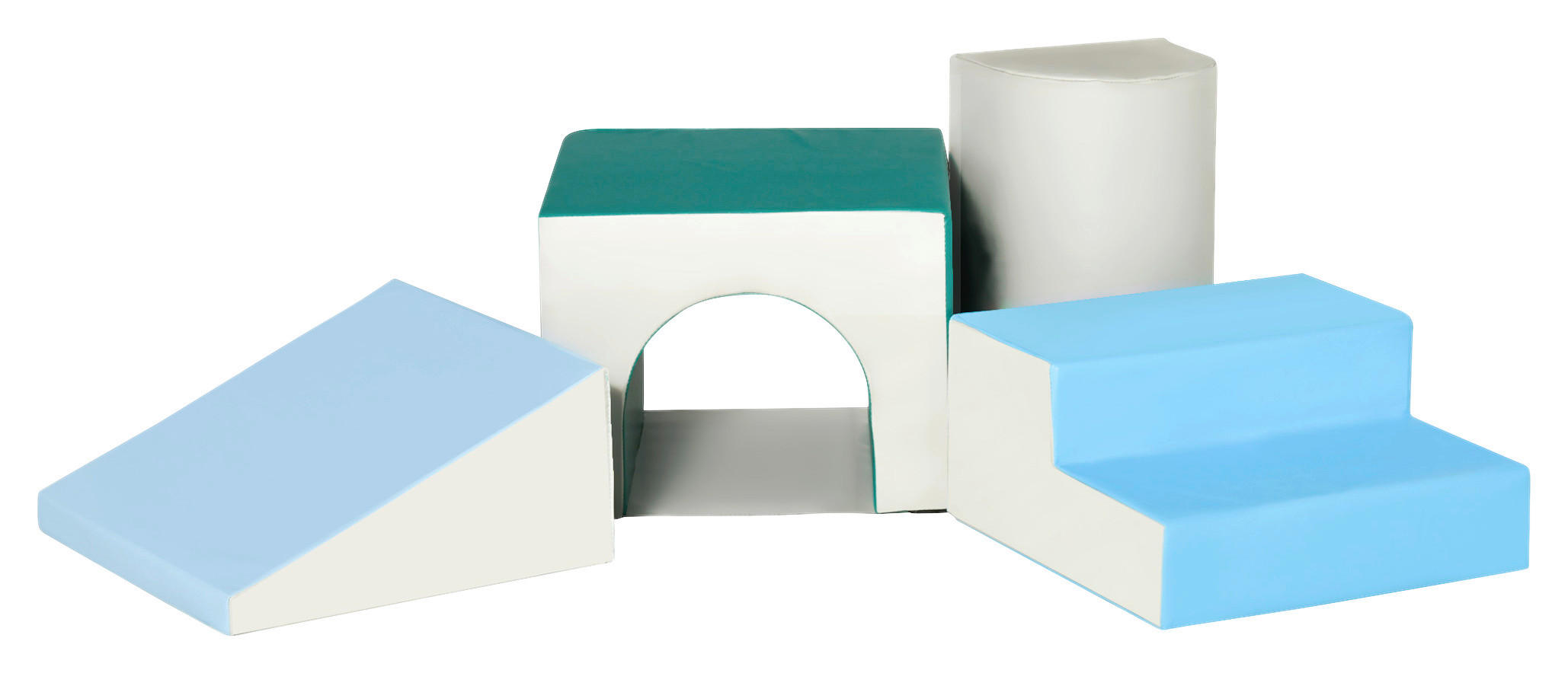 HOMCOM Kinder Bausteine 4er Set B/H/L: ca. 50x150x39 cm Kinder-Softplay-Set - blau/hellgrau (39,00/50,00/150,00cm) - HOMCOM