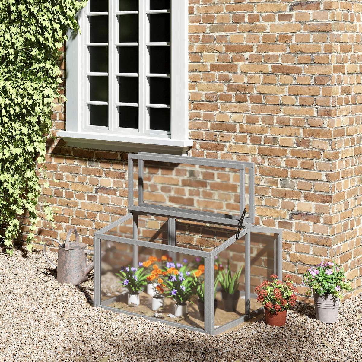 Outsunny Frühbeet B/H/L: ca. 80x58x90 cm Frühbeet - hellgrau (90,00/80,00/58,00cm) - Outsunny
