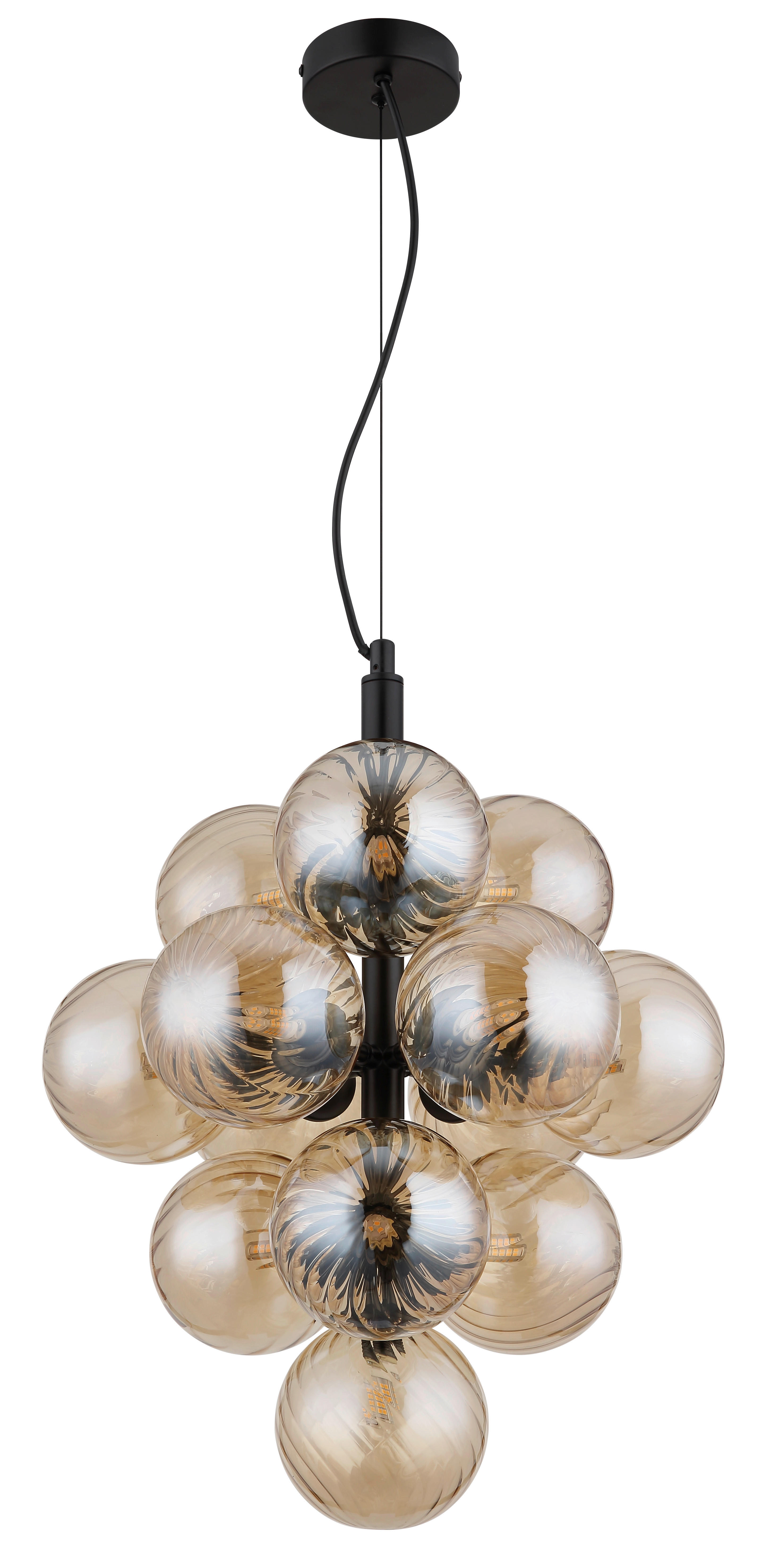 GLOBO LED-Pendelleuchte schwarz amber Glas Metall H/D: ca. 120x39,5 cm 13.0 Brennstellen CONOR - schwarz/amber (39,50/120,00cm) - GLOBO