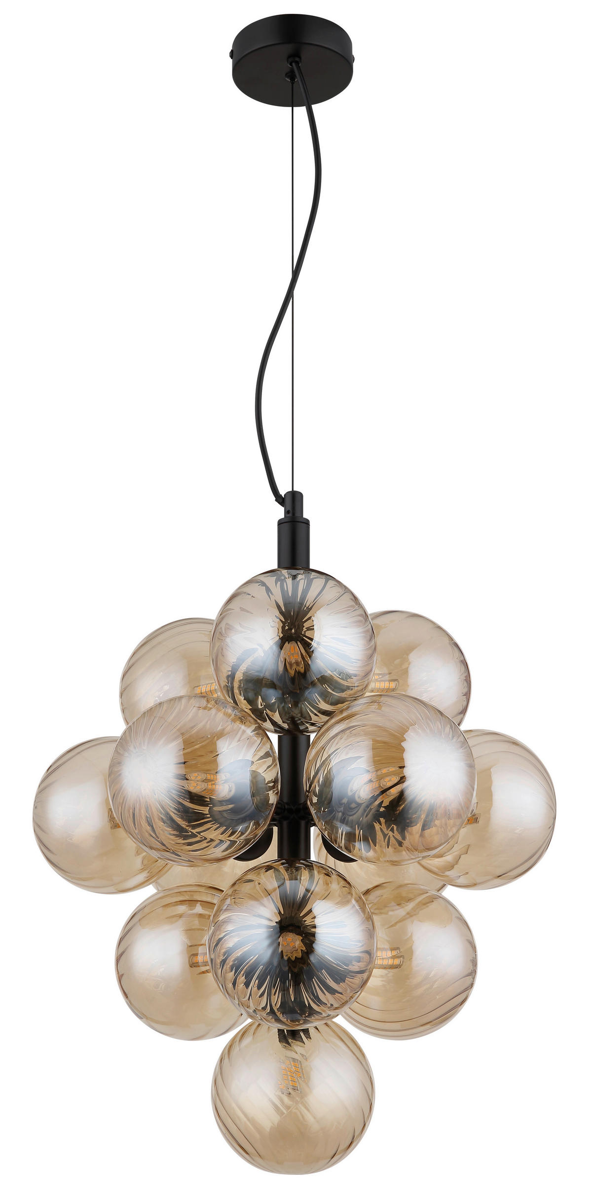 GLOBO LED-Pendelleuchte schwarz amber Glas Metall H/D: ca. 120x39,5 cm 13.0 Brennstellen CONOR - schwarz/amber (39,50/120,00cm) - GLOBO