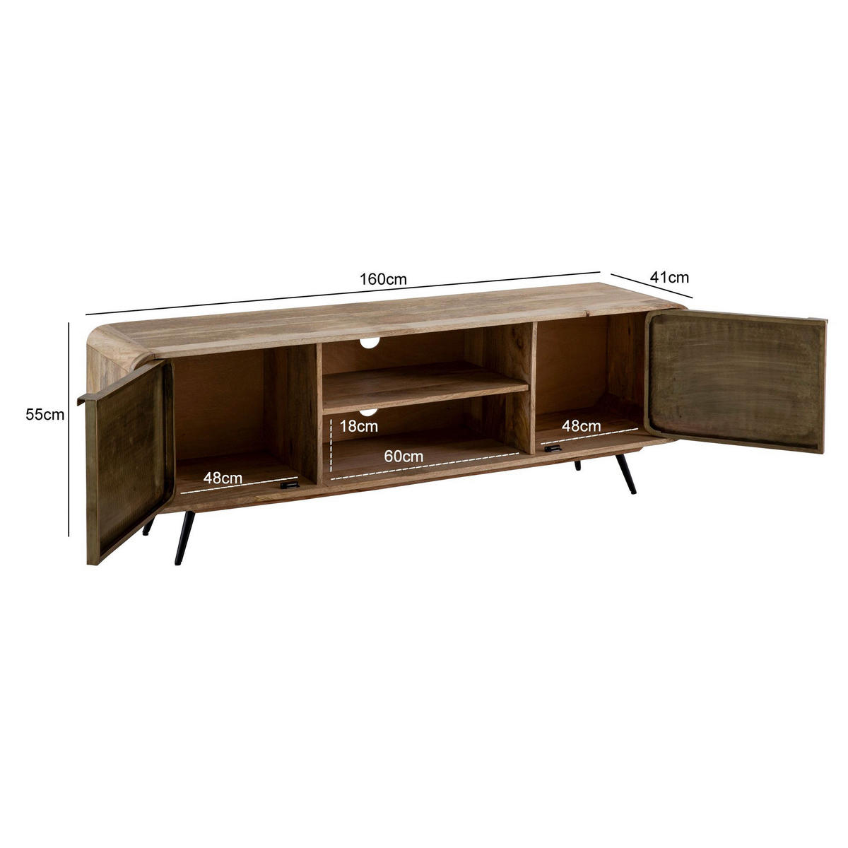 Lowboard natur B/H/T: ca. 160x55x41 cm TV & Lowboard - natur (160,00/55,00/41,00cm) - Wohnling