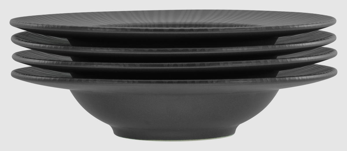 CreaTable Pastateller-Set Vesuvio schwarz Steinzeug H/D: ca. 6x27 cm Vesuvio - schwarz (27,00/6,00cm) - CreaTable