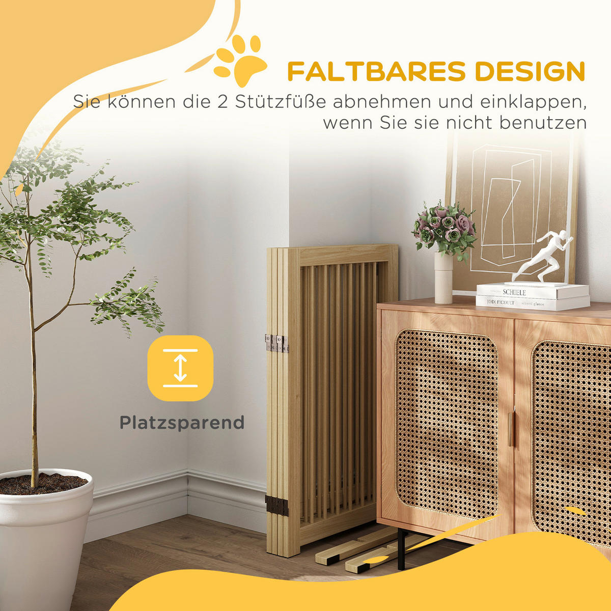 PawHut Schutzgitter natur Kiefer B/H/L: ca. 36x91x220 cm Schutzgitter - natur (220,00/36,00/91,00cm) - PawHut