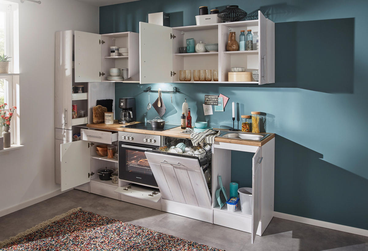 Respekta Küchenblock Premium weiß matt B/H/T: ca. 250x211x60 cm Premium - weiß (250,00/211,00/60,00cm) - Respekta