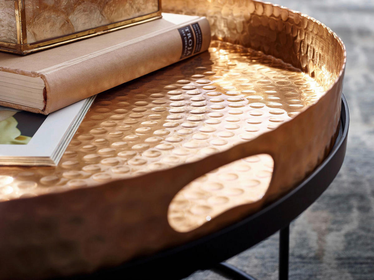 Couchtisch 2er-Set. schwarz gold B/H/T: ca. 56x33x56 cm 2er-Set. - gold/schwarz (56,00/33,00/56,00cm) - Wohnling