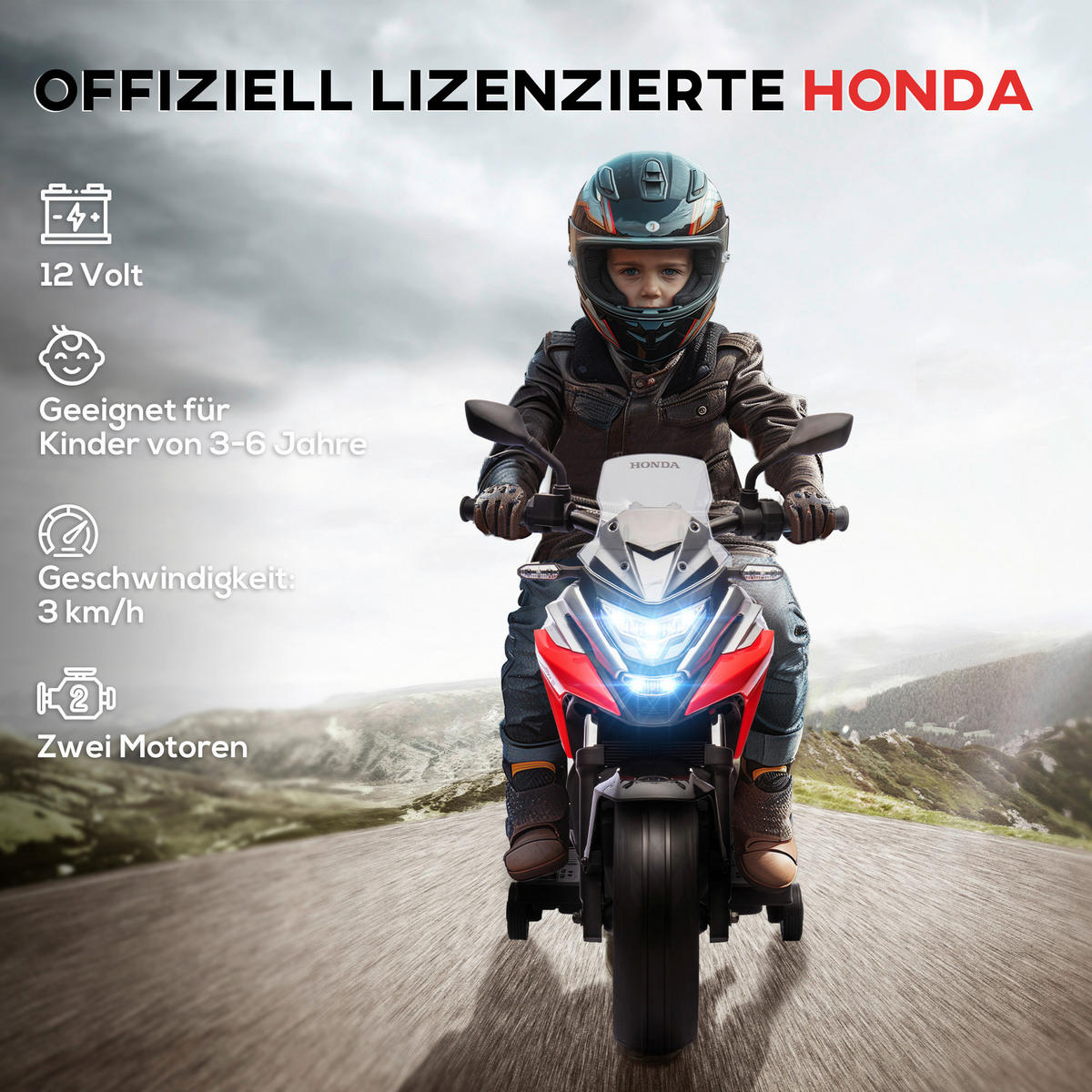 AIYAPLAY Kinder-Elektromotorrad rot B/H/L: ca. 46x75x107 cm Kinder-Elektromotorrad - rot (107,00/46,00/75,00cm) - AIYAPLAY