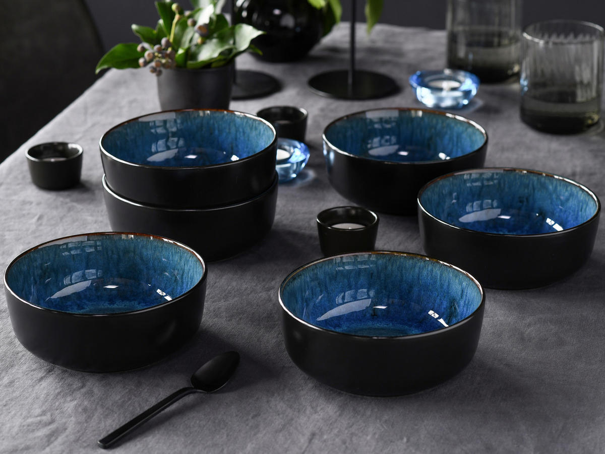 CreaTable Schalen-Set Nordic Fjord Blue blau Steinzeug D: ca. 15,5 cm Nordic Fjord Blue - blau (15,50cm) - CreaTable