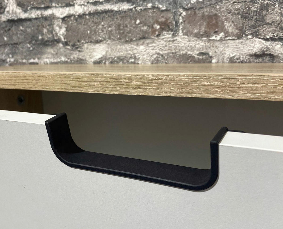 Highboard Emmik weiß matt Eiche Eiche weiß Nachbildung B/H/T: ca. 59,8x116,9x32,6 cm Emmik - Eiche/weiß (59,80/116,90/32,60cm) - Möbelpartner