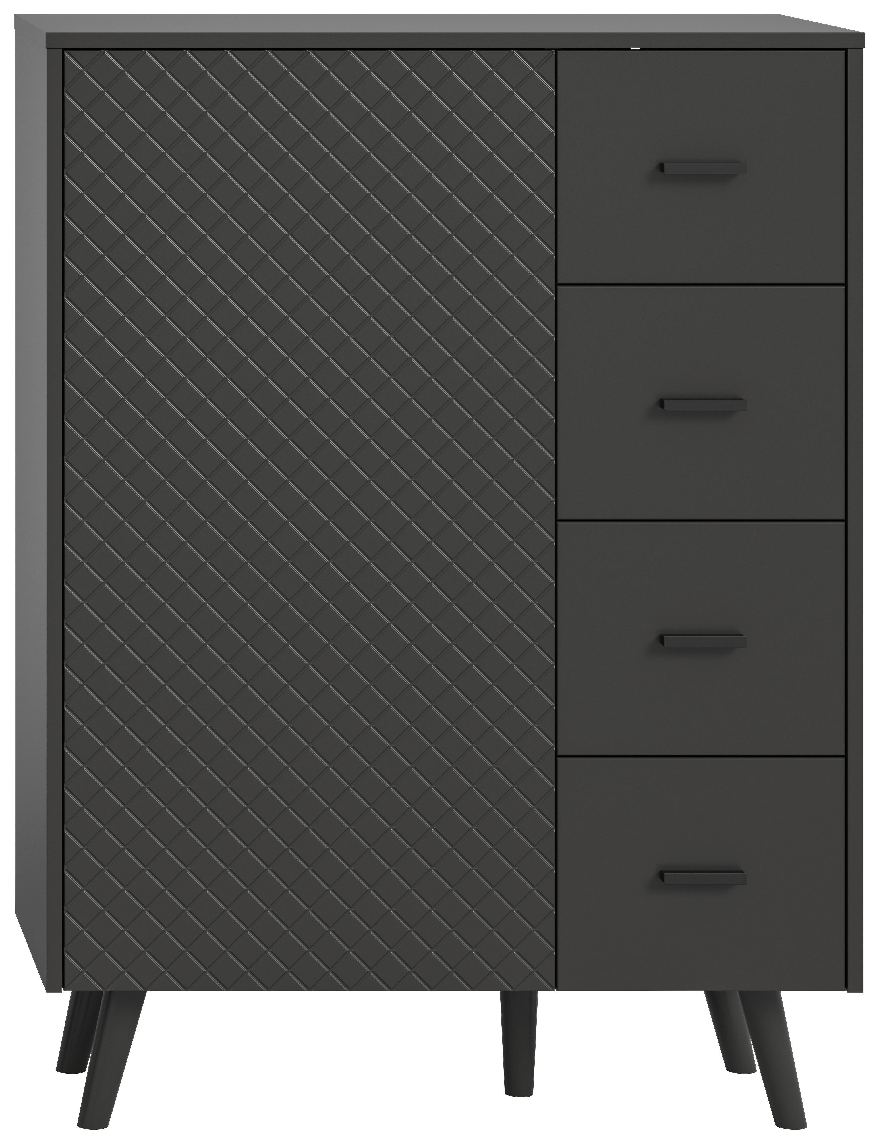 Kommode LINEA grau schwarz B/H/T: ca. 84x114x37 cm LINEA - schwarz/grau (84,00/114,00/37,00cm) - xonox.home